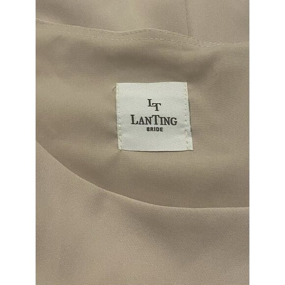 LanTing Bride Dress 4/6 Small Blush Pink 3/4 Sleeve Knee Length Fitted NWT - Picture 8 of 9